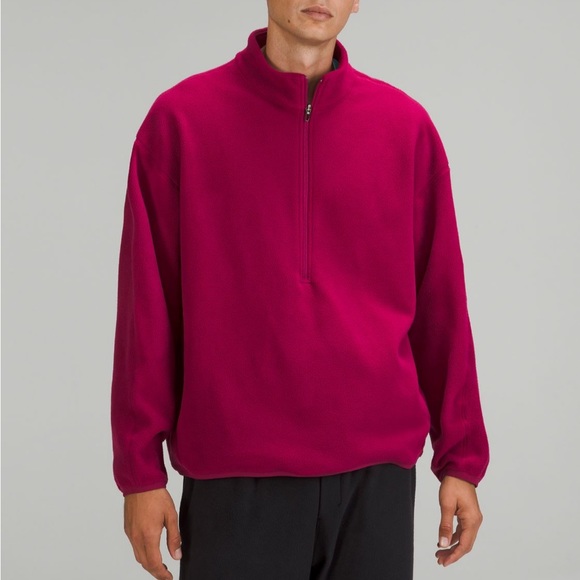 ❤️ Lululemon Oversized-Fit Fleece Half Zip Pomegranate Men’s Size Small - Picture 2 of 15